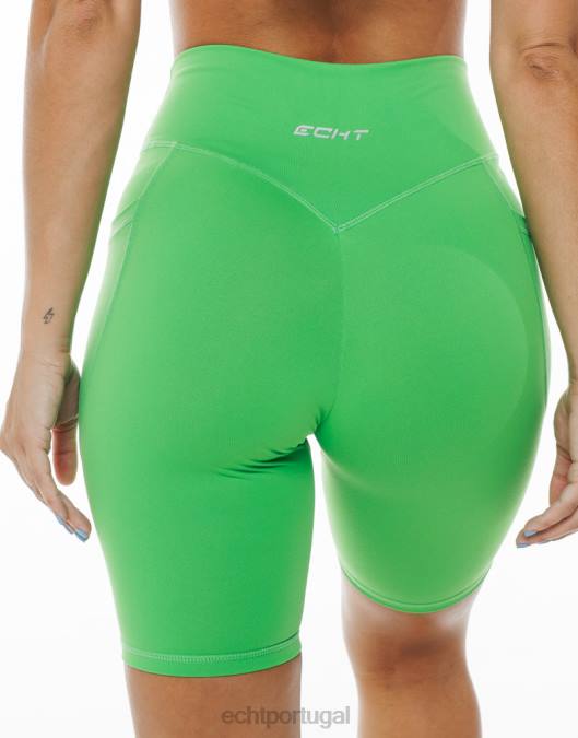 ECHT ascender shorts de bolso verde clássico roupas mulheres P22N356