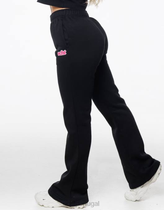 ECHT calça de moletom flare preto roupas mulheres P22N2