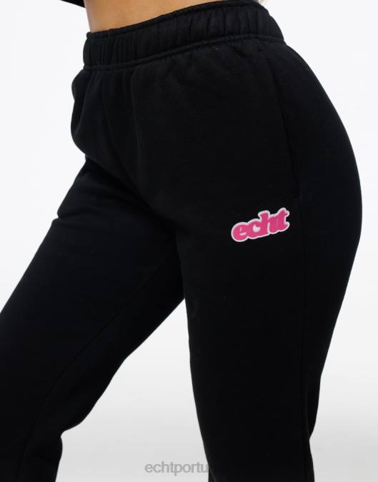 ECHT calça de moletom flare preto roupas mulheres P22N2