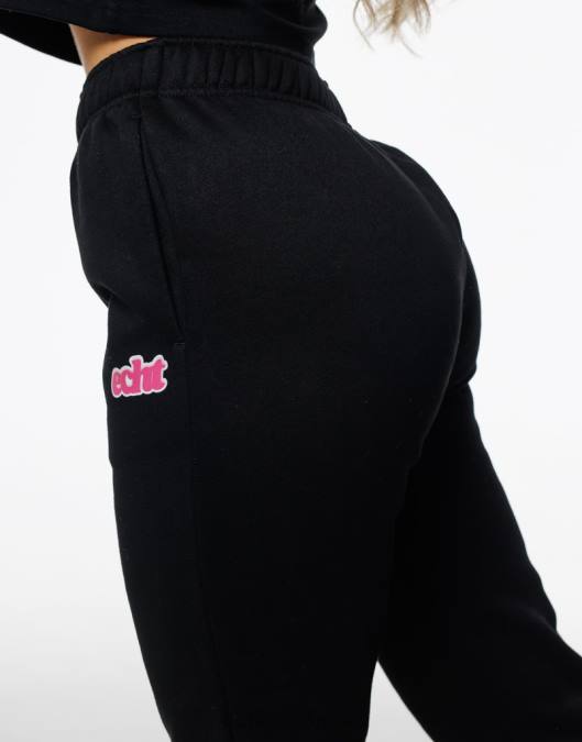 ECHT calça de moletom flare preto roupas mulheres P22N2