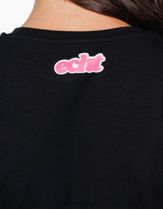 ECHT camiseta de bebê borrada preto roupas mulheres P22N5