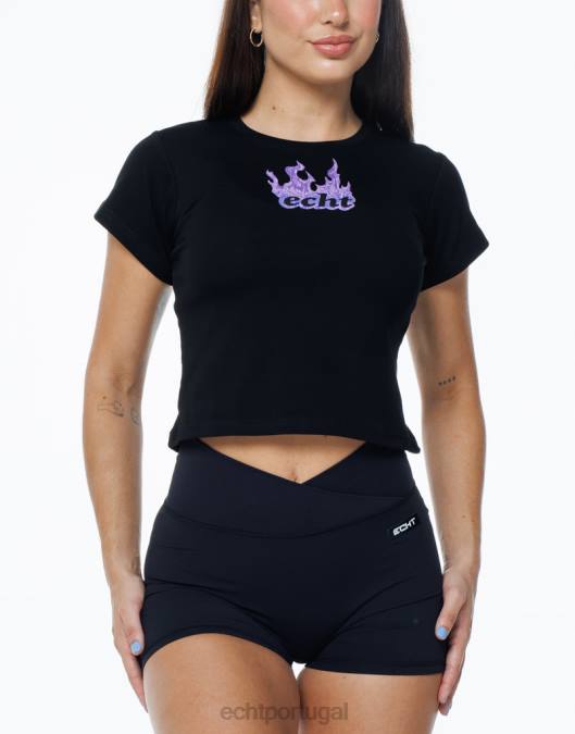 ECHT camiseta de bebê de fogo preto roupas mulheres P22N194