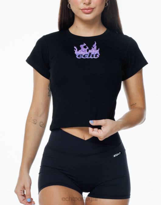 ECHT camiseta de bebê de fogo preto roupas mulheres P22N194