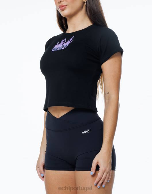 ECHT camiseta de bebê de fogo preto roupas mulheres P22N194