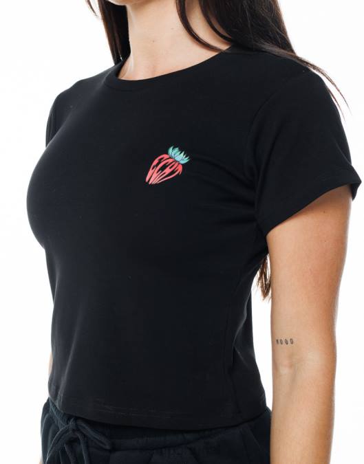 ECHT camiseta de morango preto bolsa mulheres P22N535