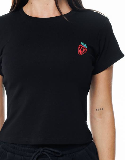 ECHT camiseta de morango preto bolsa mulheres P22N535