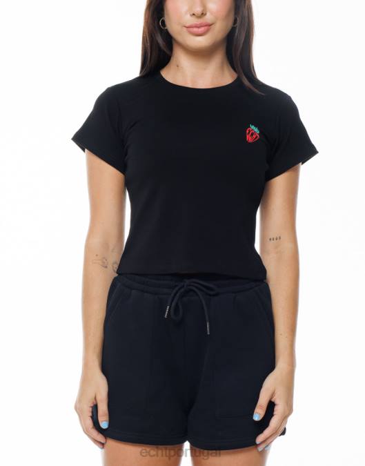 ECHT camiseta de morango preto bolsa mulheres P22N535