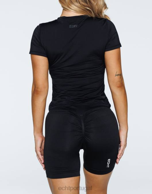 ECHT camiseta de suavização de forma preto roupas mulheres P22N158