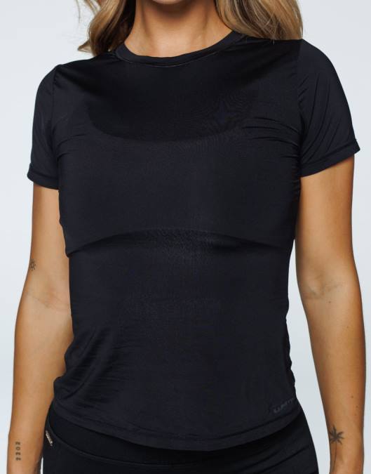 ECHT camiseta de suavização de forma preto roupas mulheres P22N158