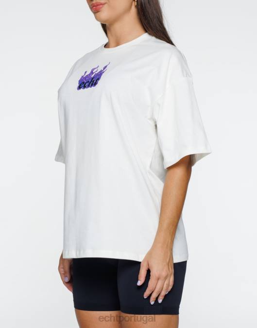 ECHT camiseta grande de fogo branco roupas mulheres P22N193