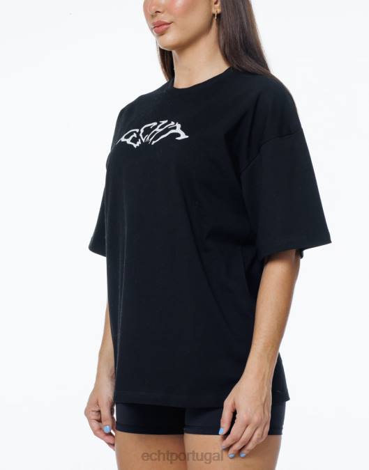 ECHT camiseta grande terror preto roupas mulheres P22N224