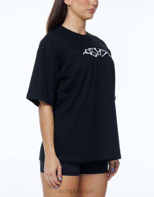 ECHT camiseta grande terror preto roupas mulheres P22N224