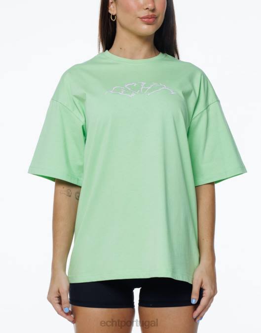 ECHT camiseta grande terror verde limão roupas mulheres P22N225