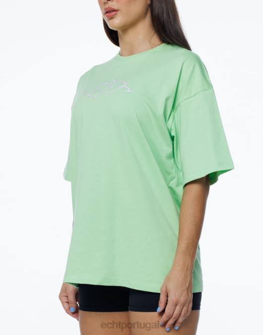 ECHT camiseta grande terror verde limão roupas mulheres P22N225