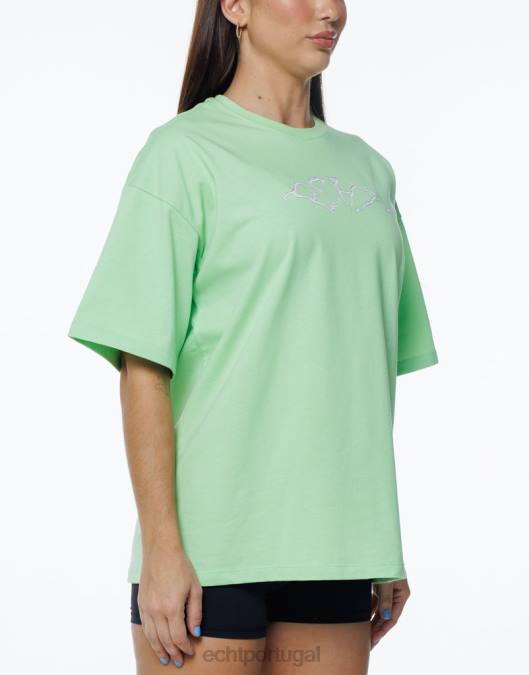 ECHT camiseta grande terror verde limão roupas mulheres P22N225