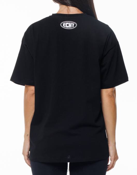 ECHT camiseta oversize clássica preto roupas mulheres P22N347