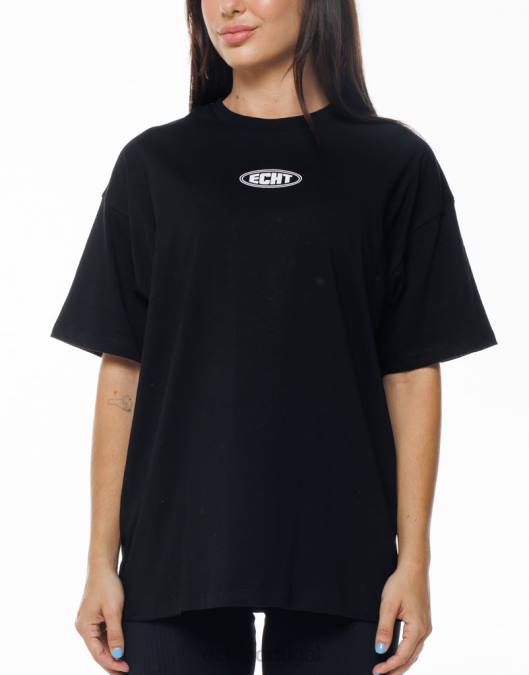 ECHT camiseta oversize clássica preto roupas mulheres P22N347