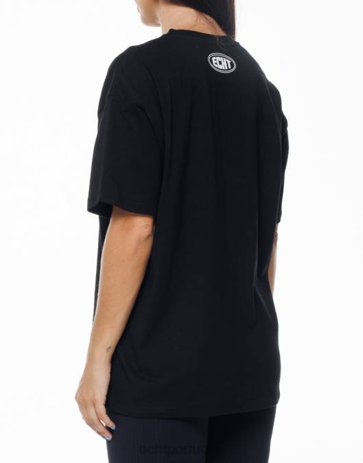 ECHT camiseta oversize clássica preto roupas mulheres P22N347