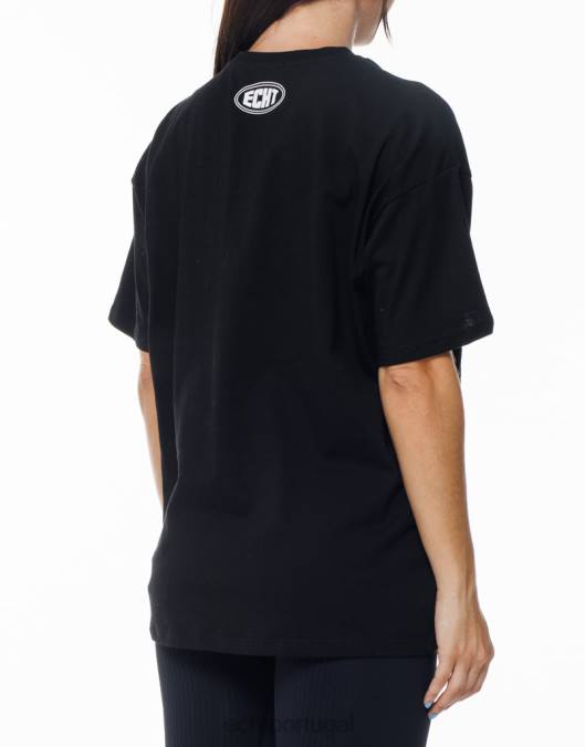 ECHT camiseta oversize clássica preto roupas mulheres P22N347