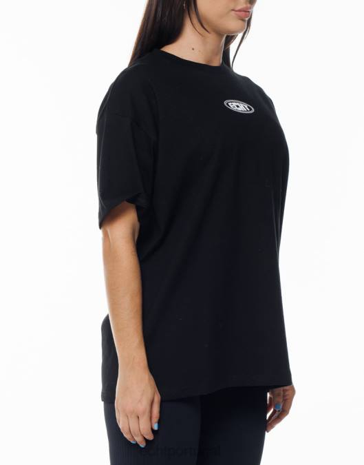 ECHT camiseta oversize clássica preto roupas mulheres P22N347