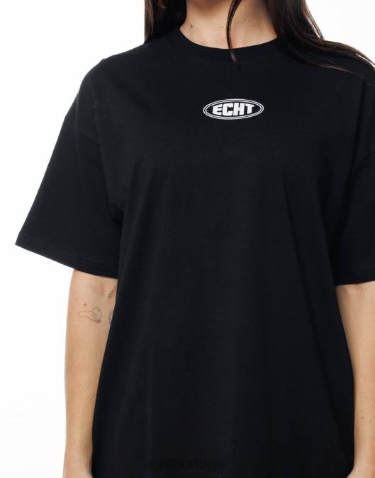 ECHT camiseta oversize clássica preto roupas mulheres P22N347