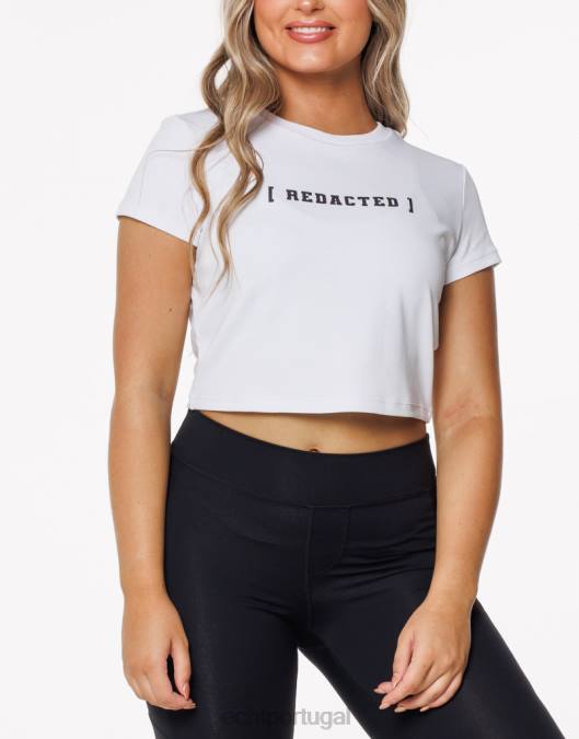 ECHT camiseta recortada editada branco roupas mulheres P22N339