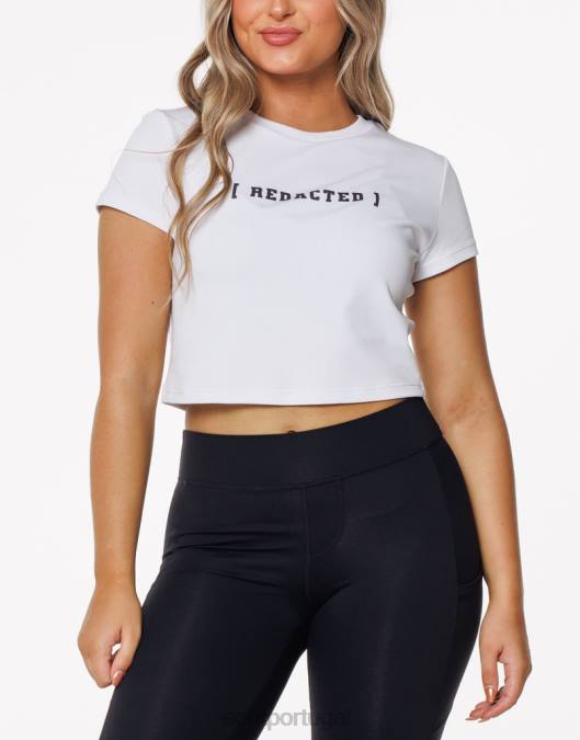 ECHT camiseta recortada editada branco roupas mulheres P22N339