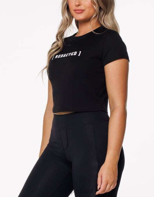 ECHT camiseta recortada editada preto roupas mulheres P22N338