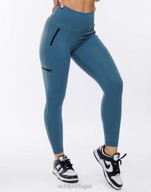 ECHT explorar leggings azul-petróleo profundo roupas mulheres P22N509