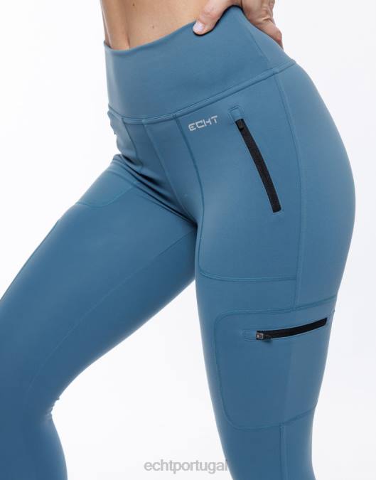 ECHT explorar leggings azul-petróleo profundo roupas mulheres P22N509