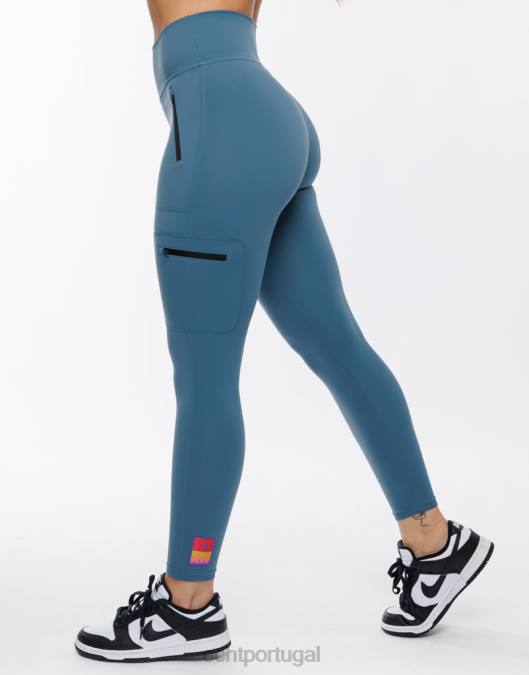 ECHT explorar leggings azul-petróleo profundo roupas mulheres P22N509