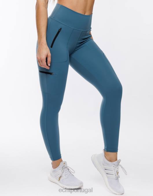 ECHT explorar leggings azul-petróleo profundo roupas mulheres P22N509