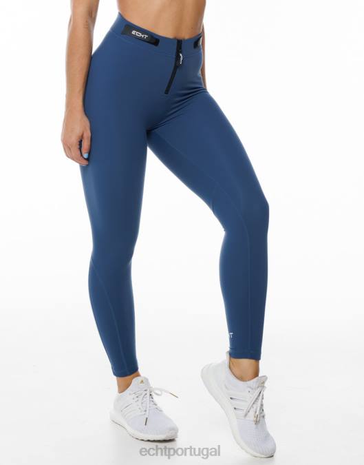 ECHT formar leggings scrunch azul denim roupas mulheres P22N340