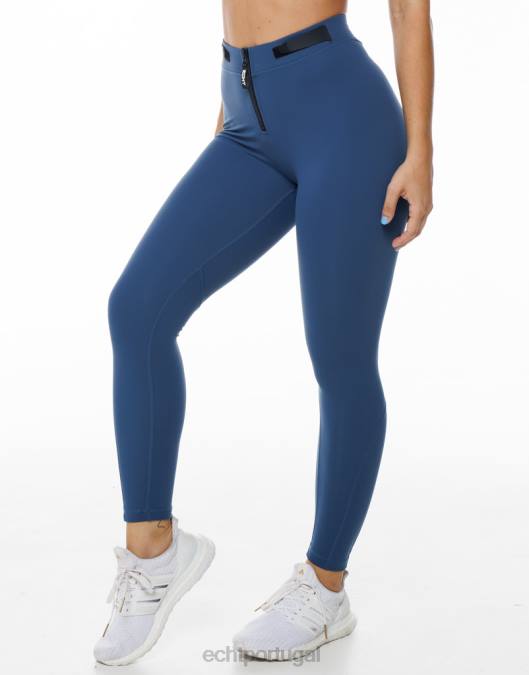 ECHT formar leggings scrunch azul denim roupas mulheres P22N340