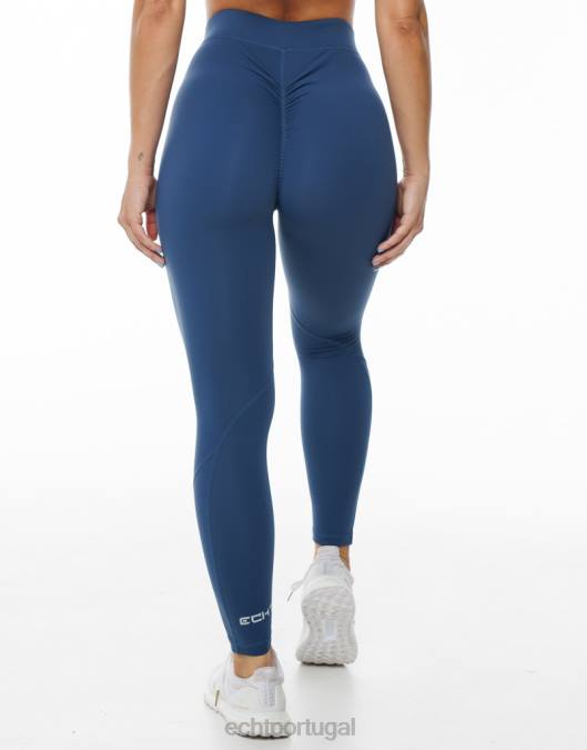 ECHT formar leggings scrunch azul denim roupas mulheres P22N340