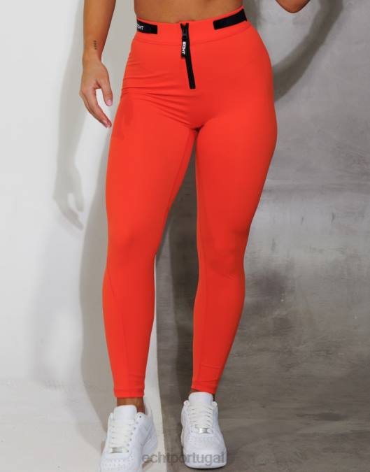 ECHT formar leggings scrunch laranja ensolarado roupas mulheres P22N490