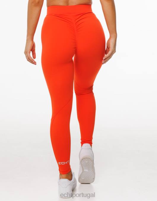 ECHT formar leggings scrunch laranja ensolarado roupas mulheres P22N490