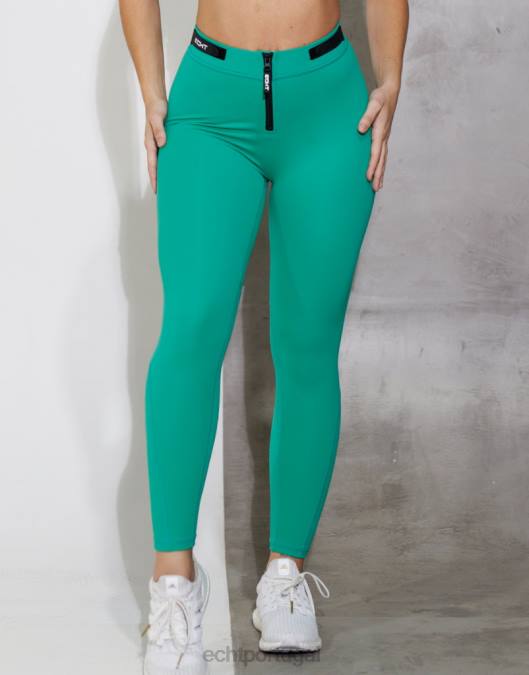 ECHT formar leggings scrunch verde esmeralda roupas mulheres P22N489