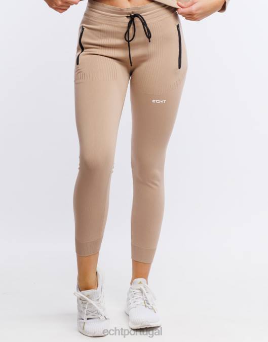 ECHT joggers de malha fase creme branco roupas mulheres P22N516