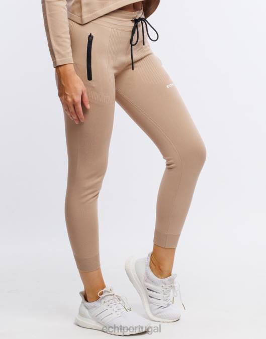 ECHT joggers de malha fase creme branco roupas mulheres P22N516