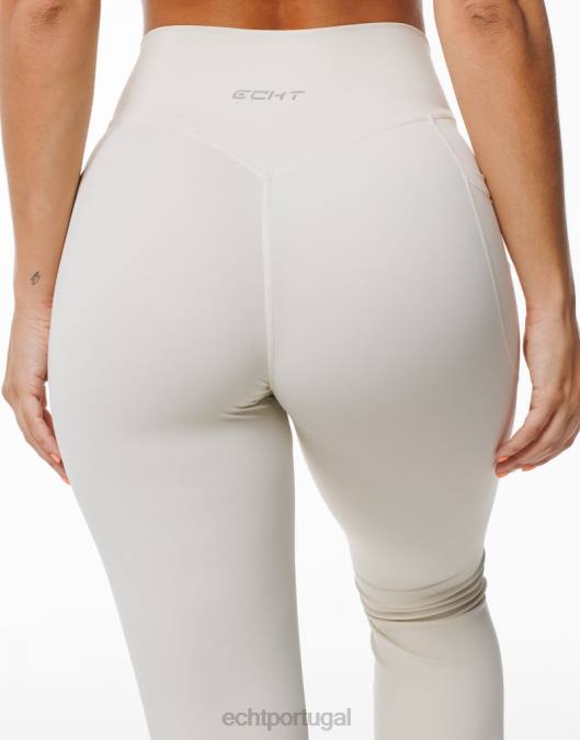 ECHT legging com bolso flare creme roupas mulheres P22N166