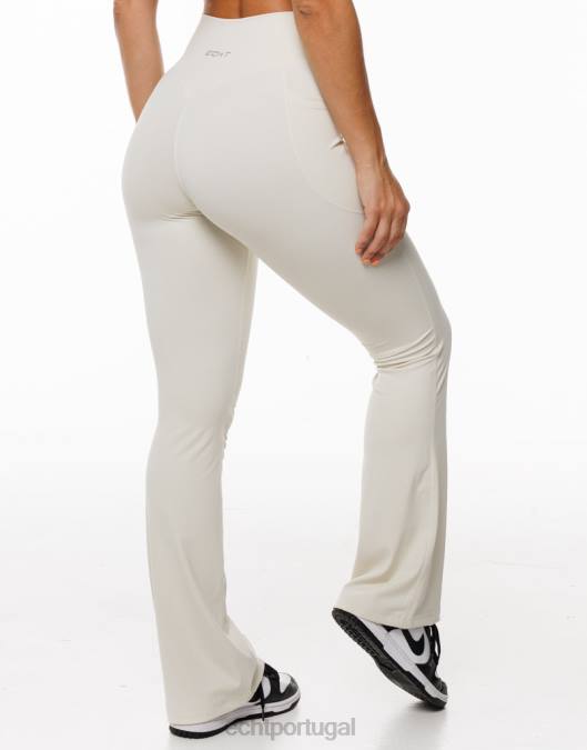 ECHT legging com bolso flare creme roupas mulheres P22N166