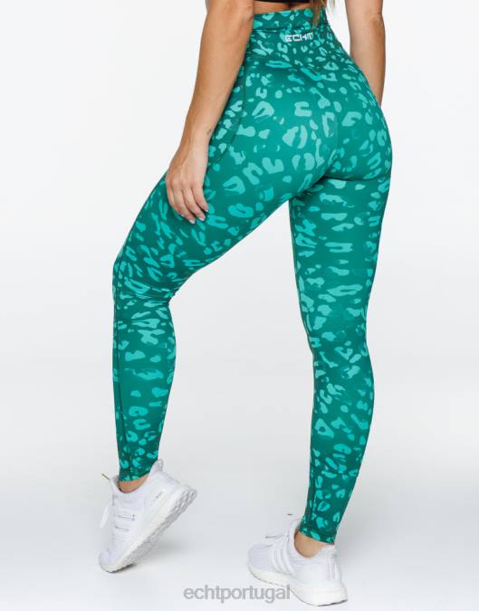 ECHT legging de bolso avant verde esmeralda roupas mulheres P22N383