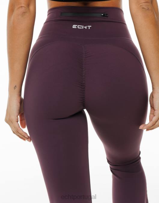 ECHT legging flare ameixa roupas mulheres P22N43