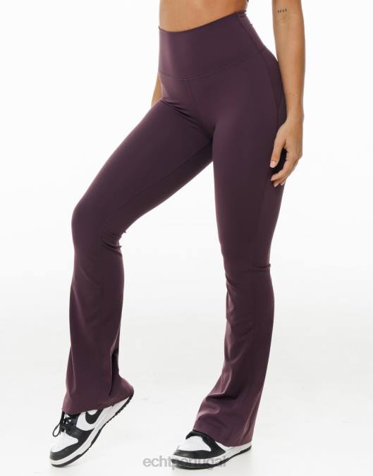 ECHT legging flare ameixa roupas mulheres P22N43