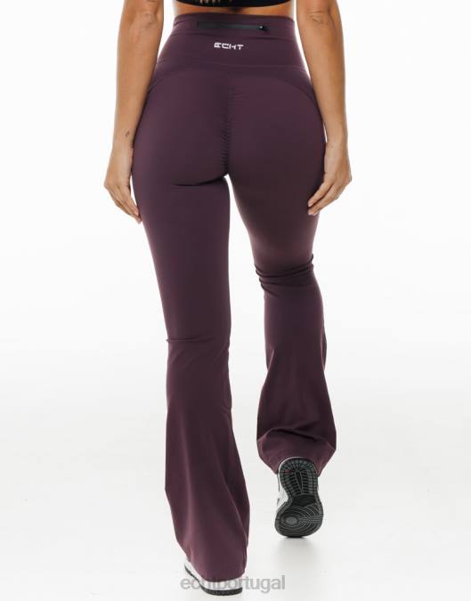 ECHT legging flare ameixa roupas mulheres P22N43