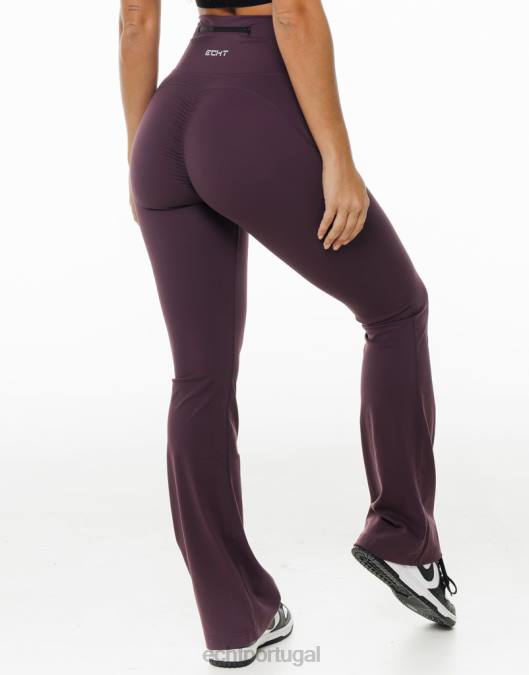 ECHT legging flare ameixa roupas mulheres P22N43