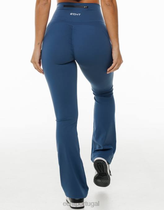 ECHT legging flare azul denim roupas mulheres P22N42