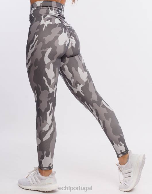 ECHT legging hiper camuflada cinza furtivo roupas mulheres P22N209