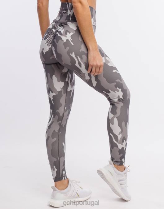 ECHT legging hiper camuflada cinza furtivo roupas mulheres P22N209